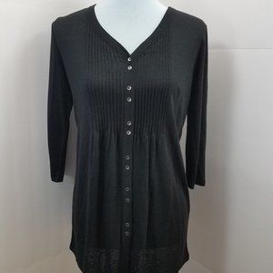 J.Jill Womens Black Pleated 3/4 Sleeve Tunic Top